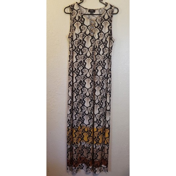 MSK Maxi Dress Snakeskin Print Sleeveless gold - Picture 1 of 10